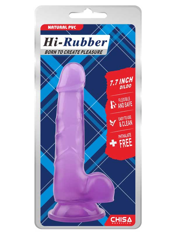 Hi-Rubber Şeffaf Jel Dildo - 19.5cm Mor