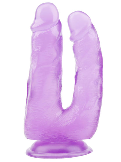 Hi-Rubber Şeffaf Jel İkili Dildo - 18cm Mor